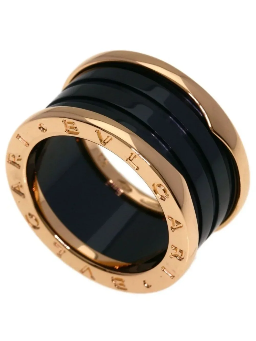 Bvlgari Band Ceramic 53 Ring 18k Pink Gold